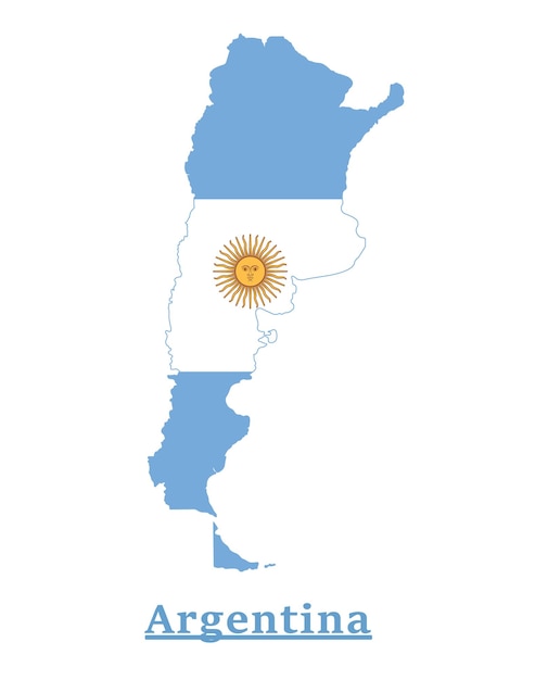 Vector argentina national flag map design, illustration of argentina country flag inside the map