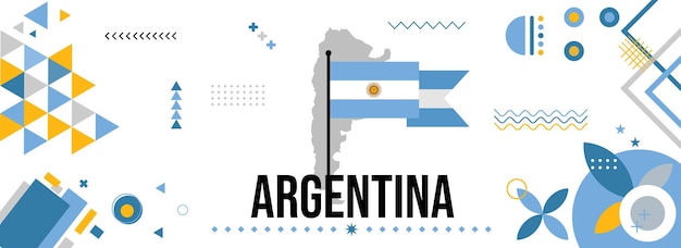 Vector argentina national or independence day banner for country celebration flag and map of argentina