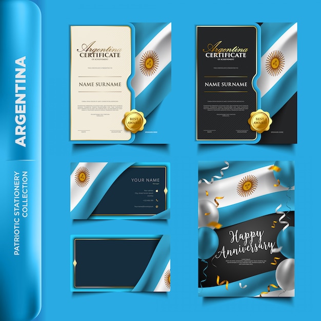 Vector argentina patriotic stationery collection