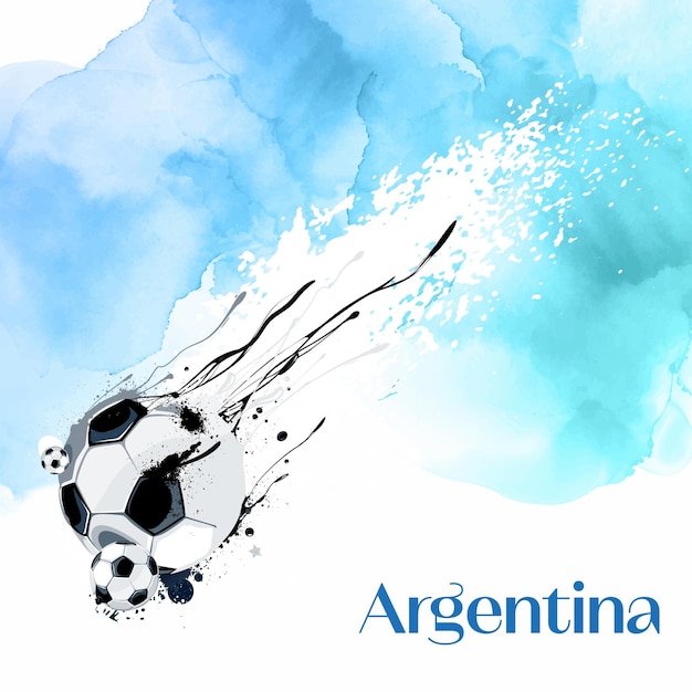 Vector argentina soccer banner on top of the watercolor splash