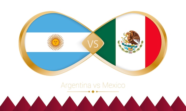 Argentina versus Mexico golden icon for Football 2022 match