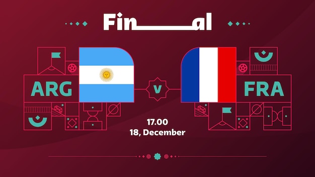 Argentinië Frankrijk Playoff Finale Voetbal 2022 2022 Wereldkampioenschap Voetbal Wedstrijd Tegen Teams Intro Sport Achtergrond Kampioenschap Competitie Poster Vector