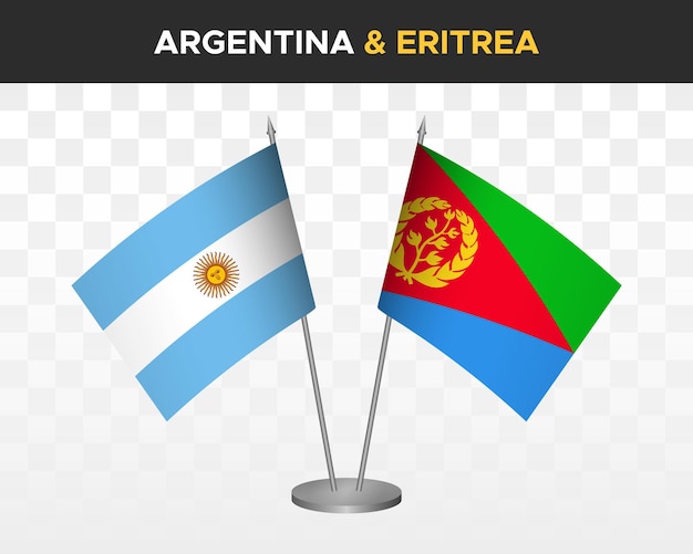 Argentinië vs Eritrea bureau vlaggen mockup geïsoleerde 3d vector illustratie tafel vlaggen