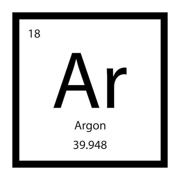 Argon Ar icoon van het scheikundig element Het scheikundig element van het periodiek systeem