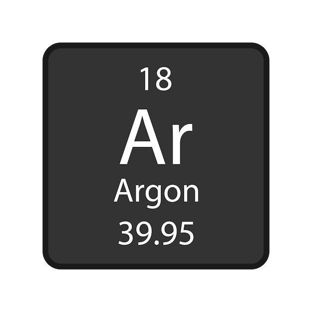 Argonsymbool scheikundig element van het periodiek systeem vectorillustratie