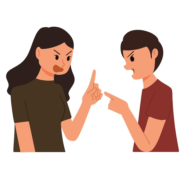 Vector arguing couple man and woman illustration