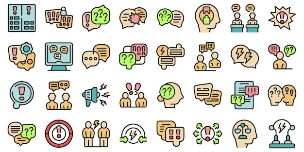 Argument icons set vector flat