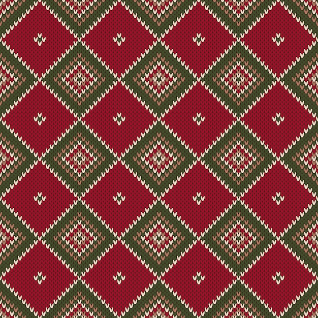 Argyle abstract naadloos breipatroon. kerst gebreide trui design. wol gebreide textuur imitatie.