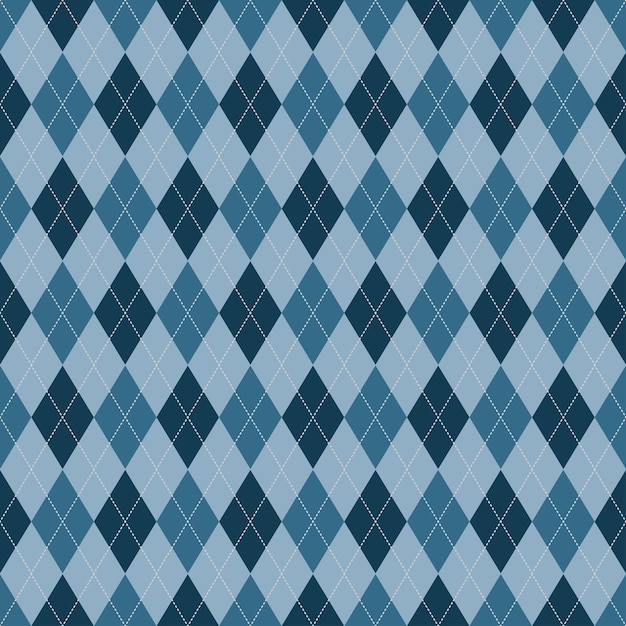 Argyle blue vector seamless pattern