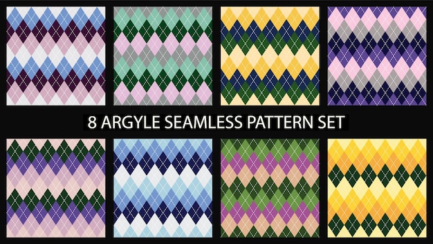 Argyle seamless pattern set