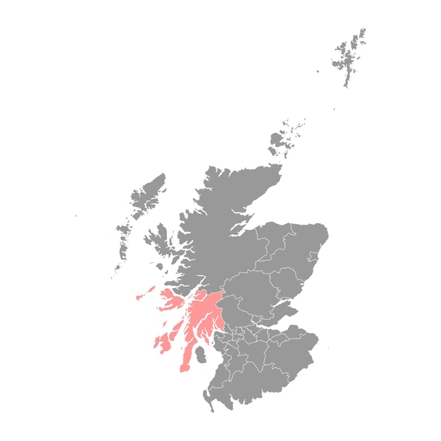 Argyll en Bute kaart raadsgebied van Schotland Vector illustratie
