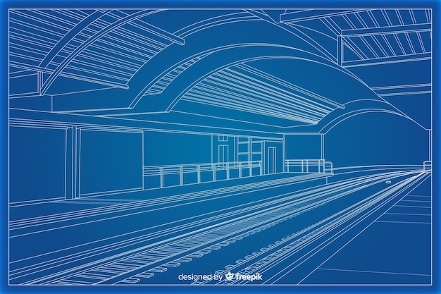 Vector arhitectural 3d blueprint of a building