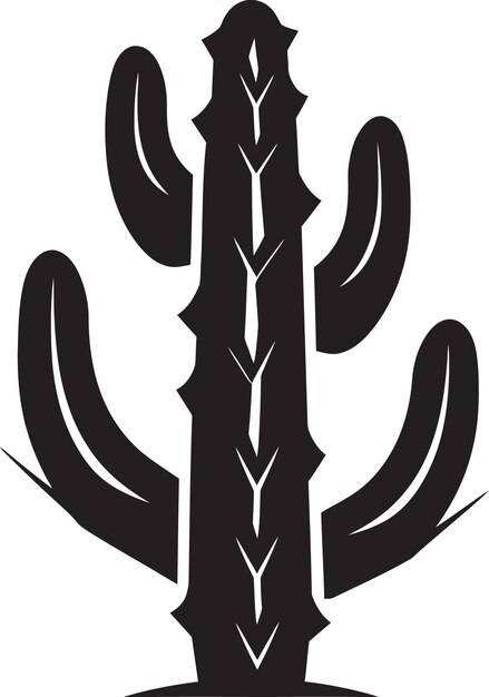 Vettore arid tranquility black logo scena di cactus succulenta eleganza cactus selvatici in nero