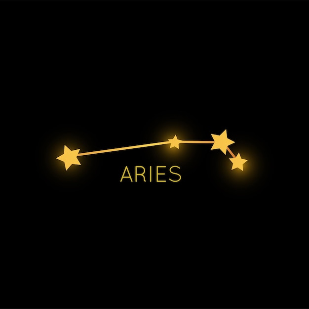 Aries constellation in space golden zodiac sign