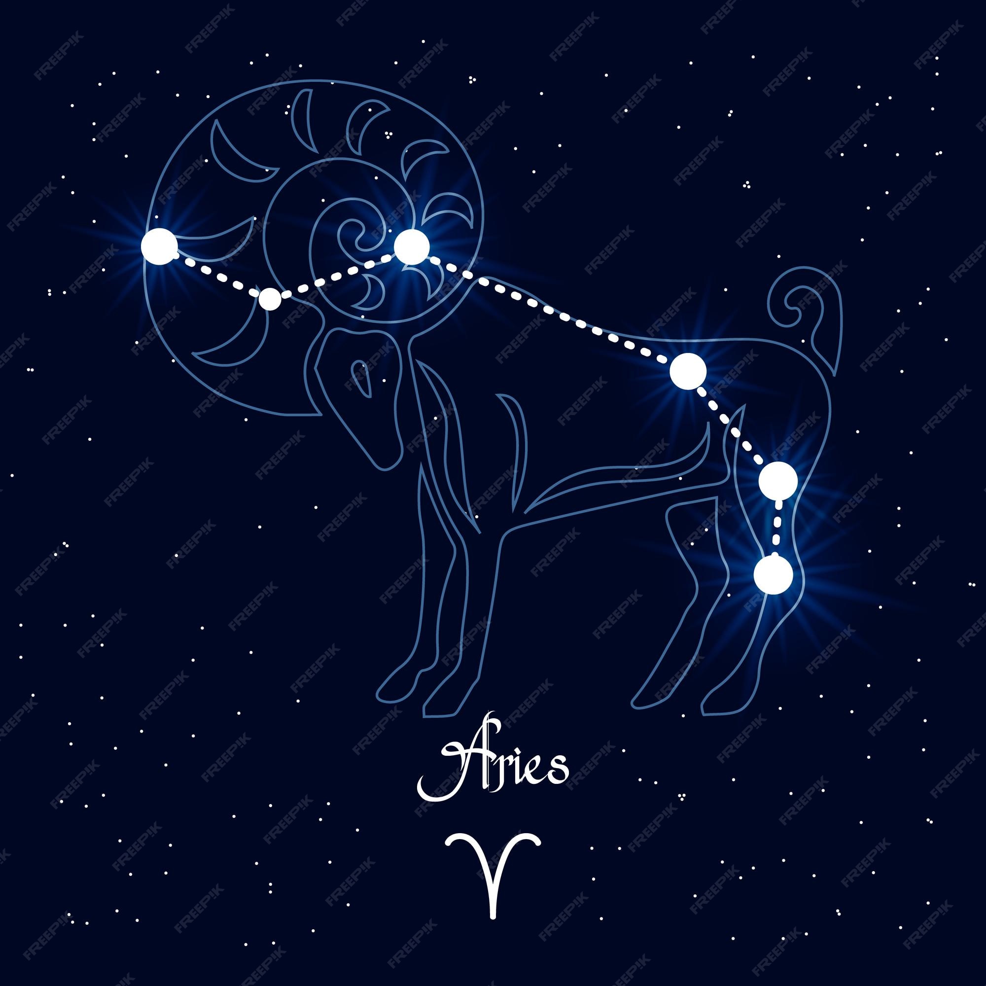 Premium Vector | Aries, constellation and zodiac sign on the background ...