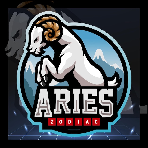 Aries zodiac mascot esport logo design