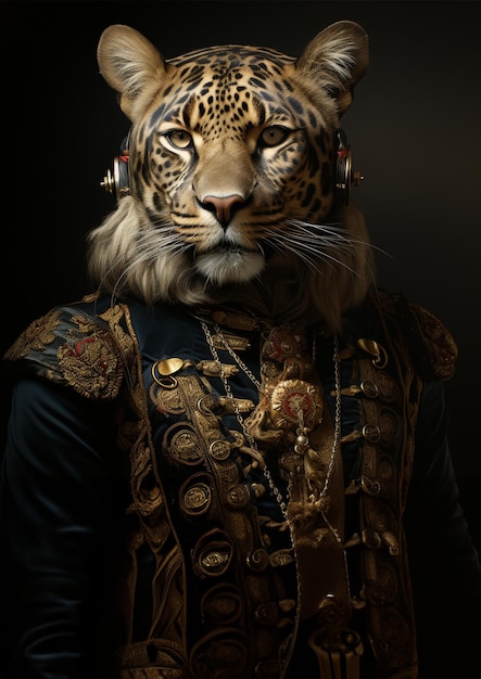 Vector aristocratic animals renaissance portrait digital art