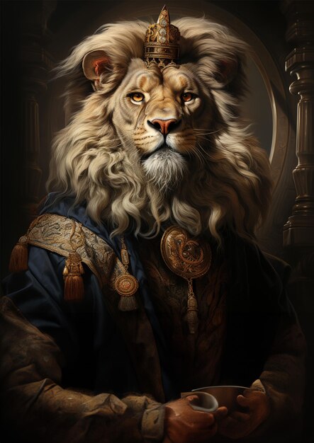 Vector aristocratic animals renaissance portrait digital art