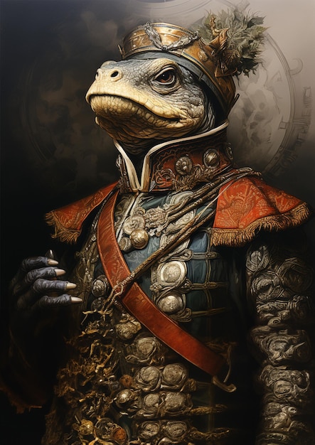 aristocratic animals renaissance portrait digital art