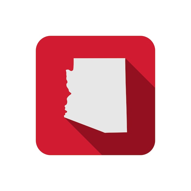 Vector arizona state red square map with long shadow