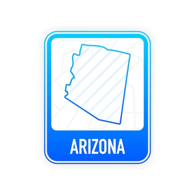 Arizona - u.s. state. contour line in white color on blue sign. map of the united states of america. vector illustration.