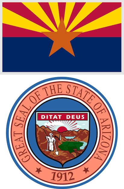 Vector arizona us state flag and coat of arm design