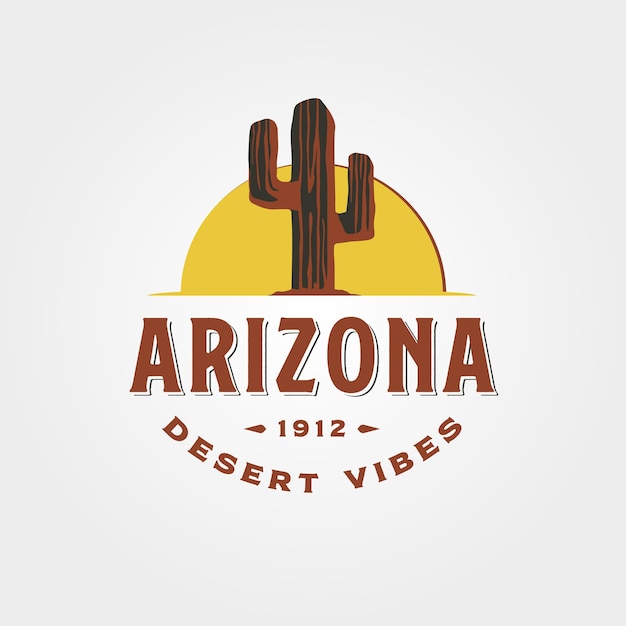 Arizona zonsondergang logo vintage typografie vector symbool illustratie ontwerp