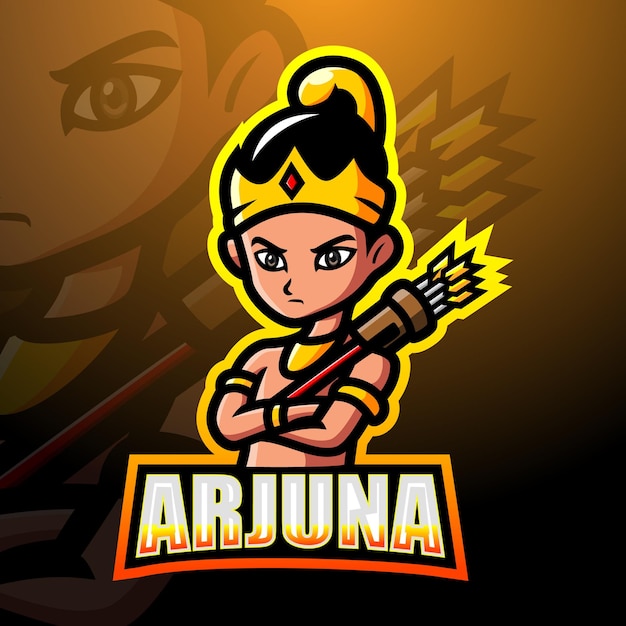 Vector arjuna mascot esport illustration