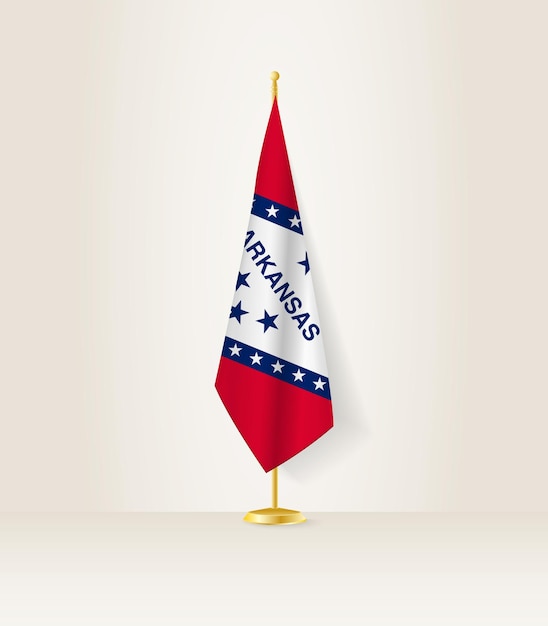 Arkansas flag on a flag stand