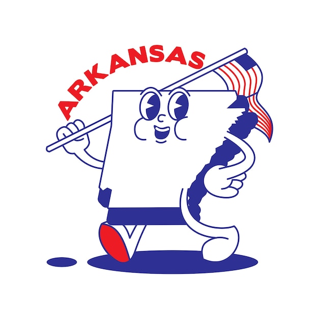 Arkansas State Map Retro Mascotte