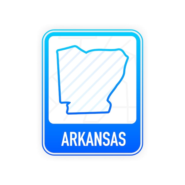 Arkansas - u.s. state. contour line in white color on blue sign. map of the united states of america. vector illustration.