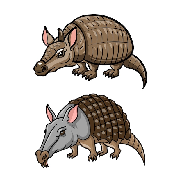 Armadillo cartoon dierenhoofd collectie iconen vector illustratie