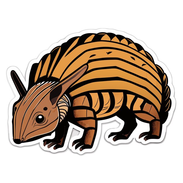 Вектор Иллюстрация в стиле мультфильма с плоской наклейкой armadillo