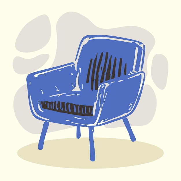 armchair illustration in drawing sketch doodle style