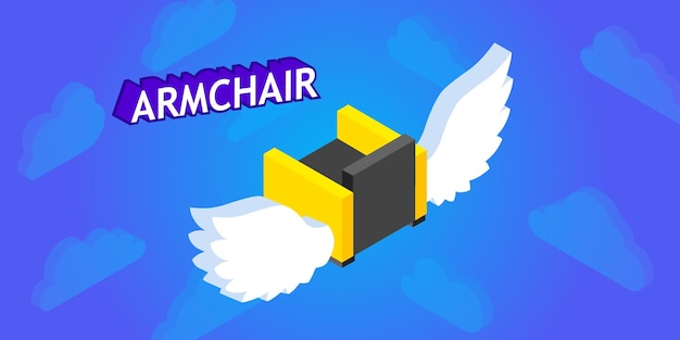 Armchair isometric design icon vector web illustration 3d colorful concept