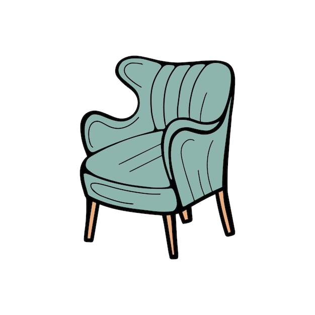 Armchair in retro style illustration