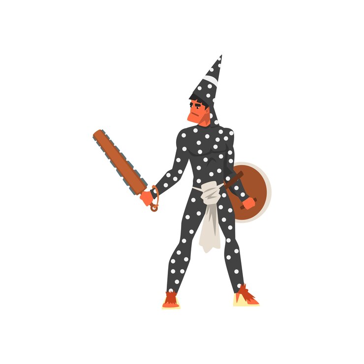 Vector armed tribal male warrior in traditional clothing with weapon vector illustration isolated on a white background