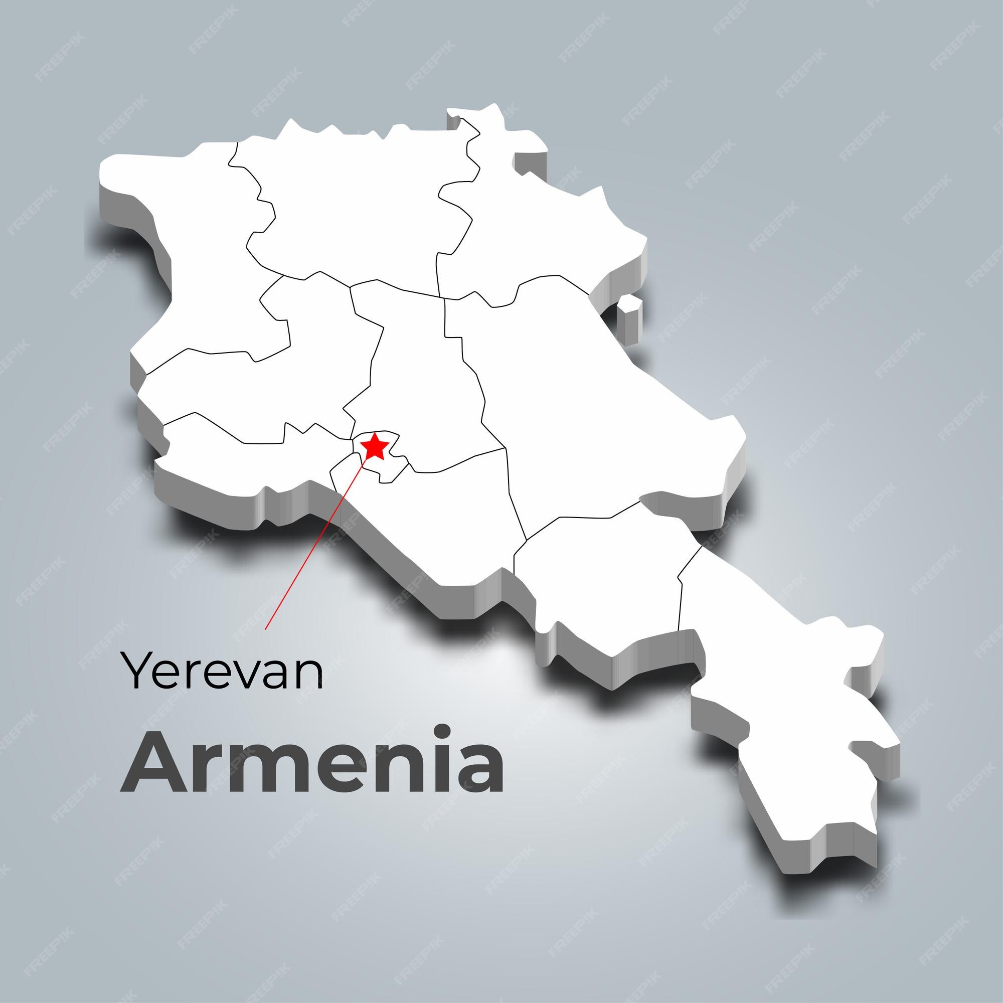 High quality labeled map armenia with borders Vector Image