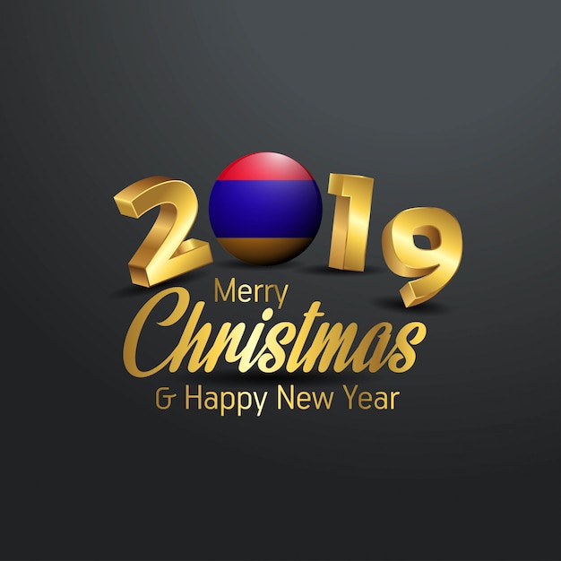 Armenia flag 2019 tipografia di buon natale