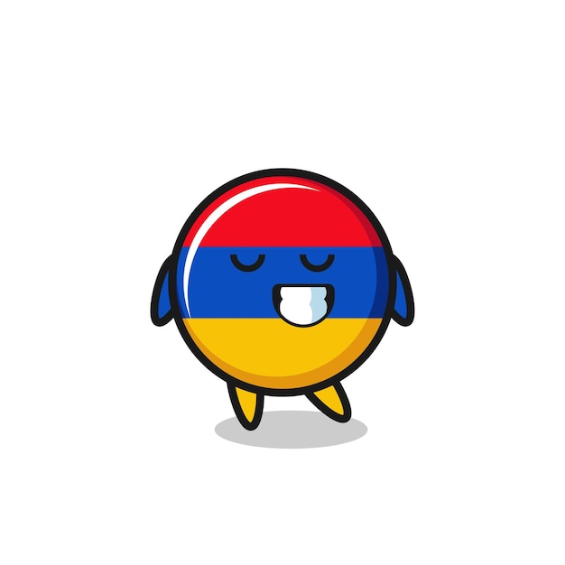 Armenia flag cartoon illustration with a shy expression