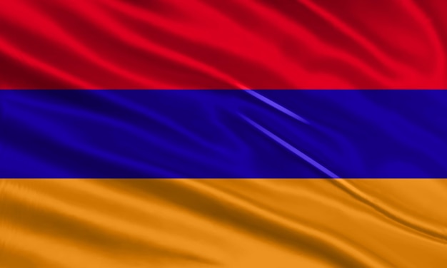 Armenia flag design. waving armenian flag made of satin or silk fabric. vector illustration