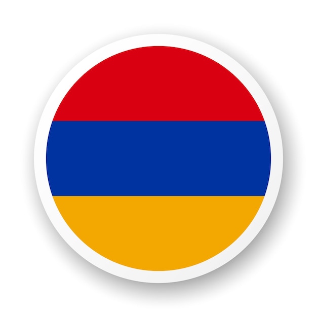 Armenia flag flat icon Round vector element with shadow Best for mobile apps UI and web design
