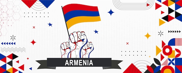 Armenia flag independence day geometric Country web banner corporate abstract back