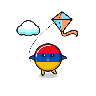 L'illustrazione della mascotte della bandiera dell'armenia sta giocando a un design carino aquilone