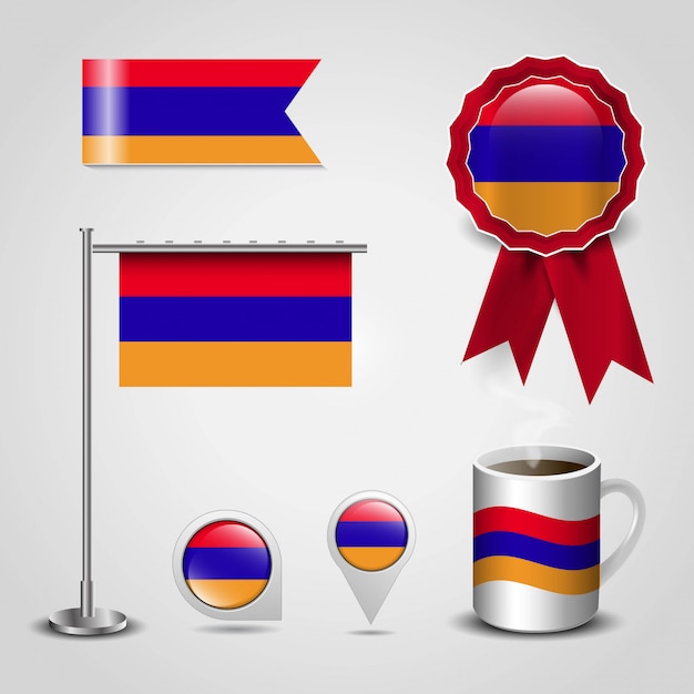 Bandiera dell'armenia stampata su diversi oggetti