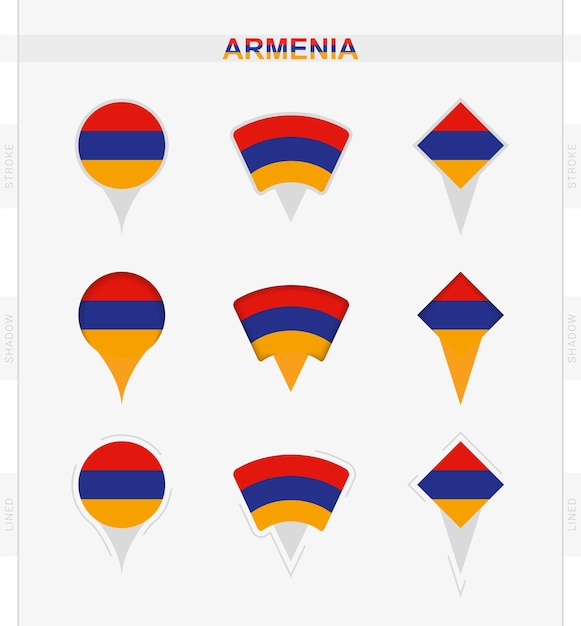 Флаг армении набор иконок местоположения флага армении