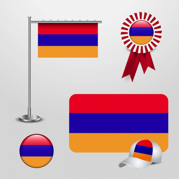 Vettore set di bandiera dell'armenia