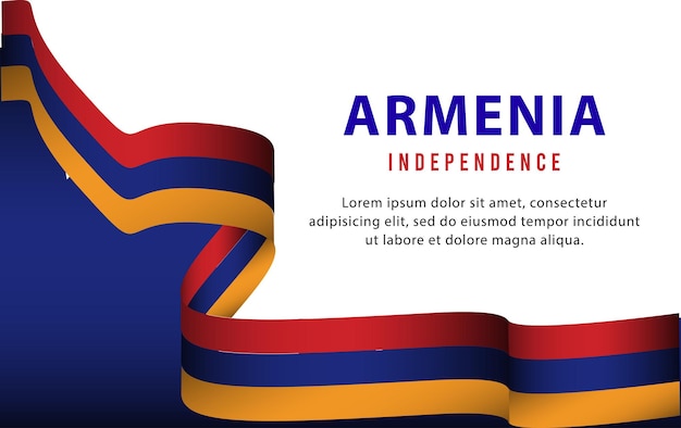 Armenia flag state symbol isolated on background national banner. Greeting card National Independence Day of the Republic of Armenia. Vector Illustration