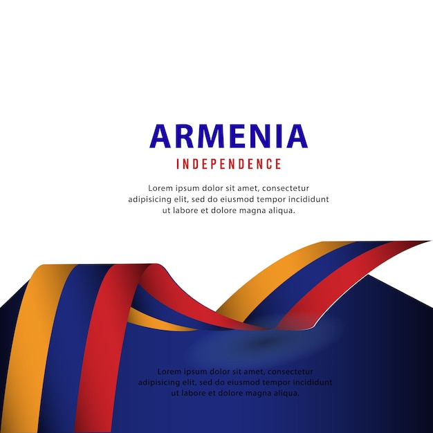 背景の国家バナーに分離されたアルメニアの旗国のシンボル。グリーティングカードアルメニア共和国の独立記念日。ベクトルイラスト