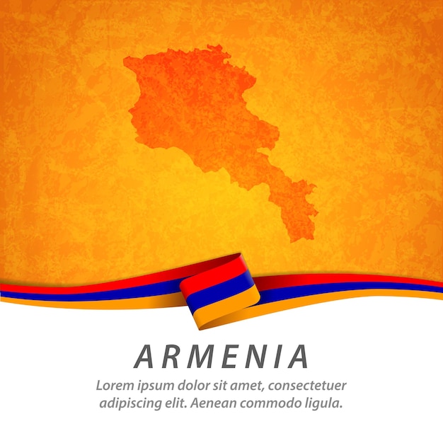 Armenia flag with central map